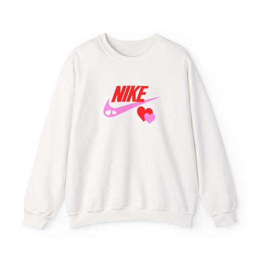 Heart Swoosh Crewneck Sweatshirt — Pink & Red Love Logo