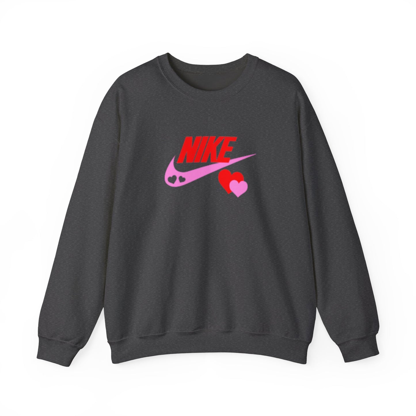 Heart Swoosh Crewneck Sweatshirt — Pink & Red Love Logo