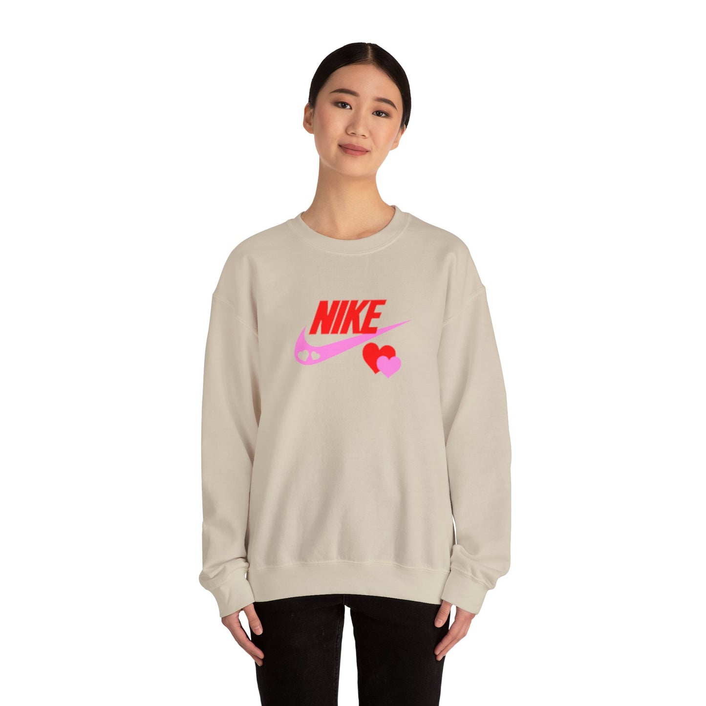 Heart Swoosh Crewneck Sweatshirt — Pink & Red Love Logo
