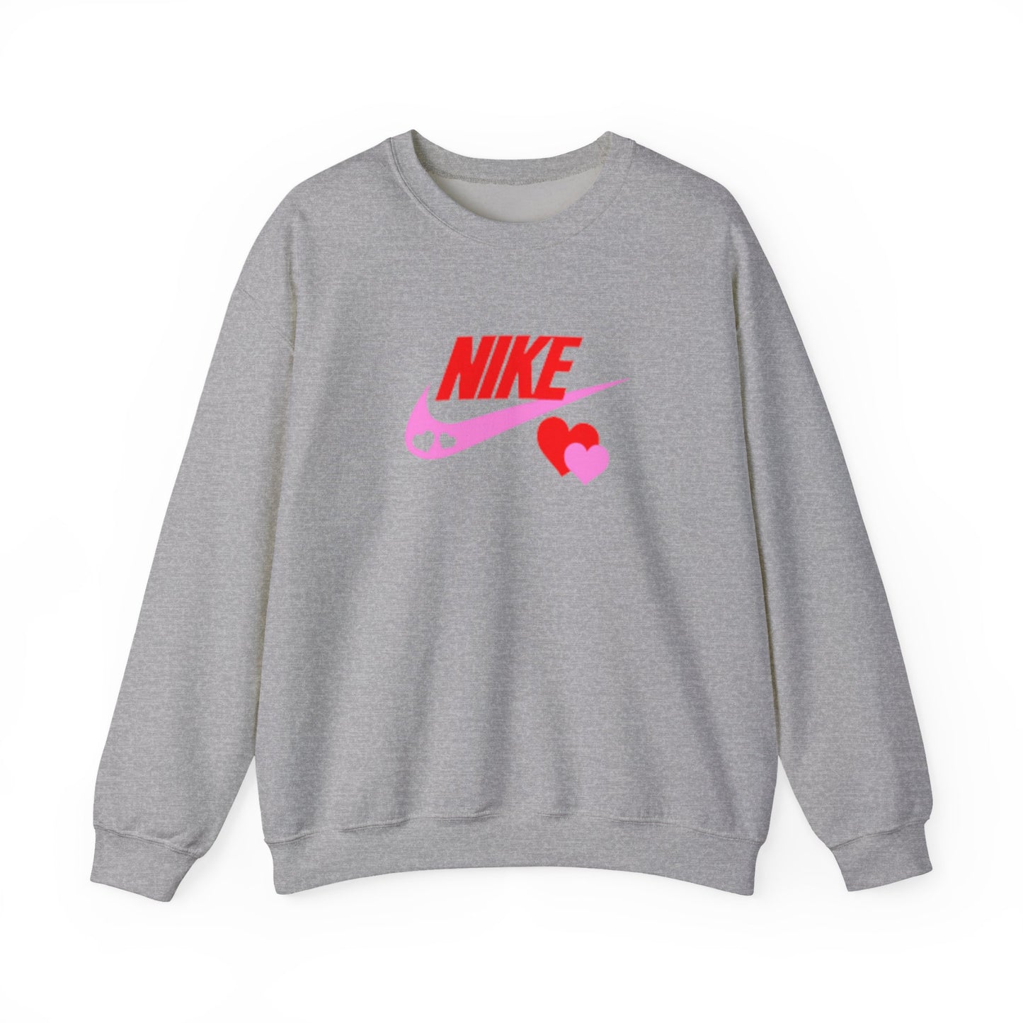 Heart Swoosh Crewneck Sweatshirt — Pink & Red Love Logo