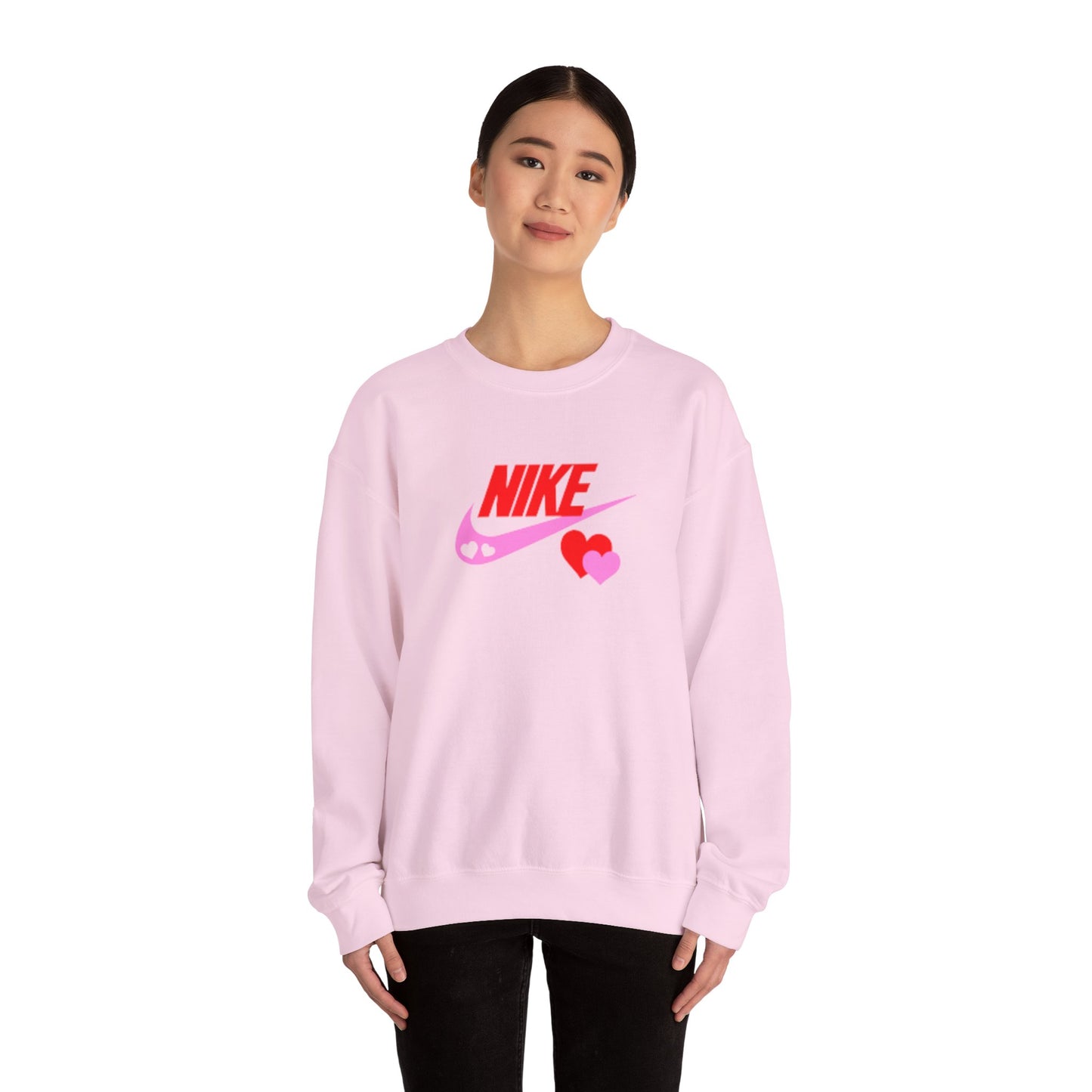 Heart Swoosh Crewneck Sweatshirt — Pink & Red Love Logo