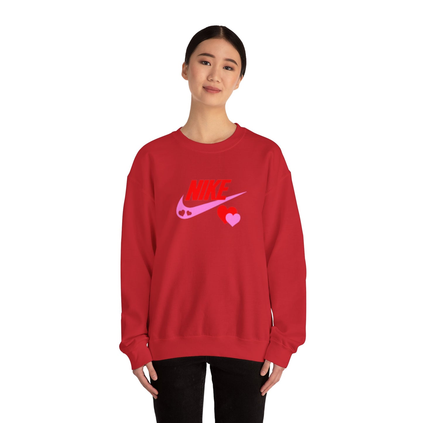 Heart Swoosh Crewneck Sweatshirt — Pink & Red Love Logo