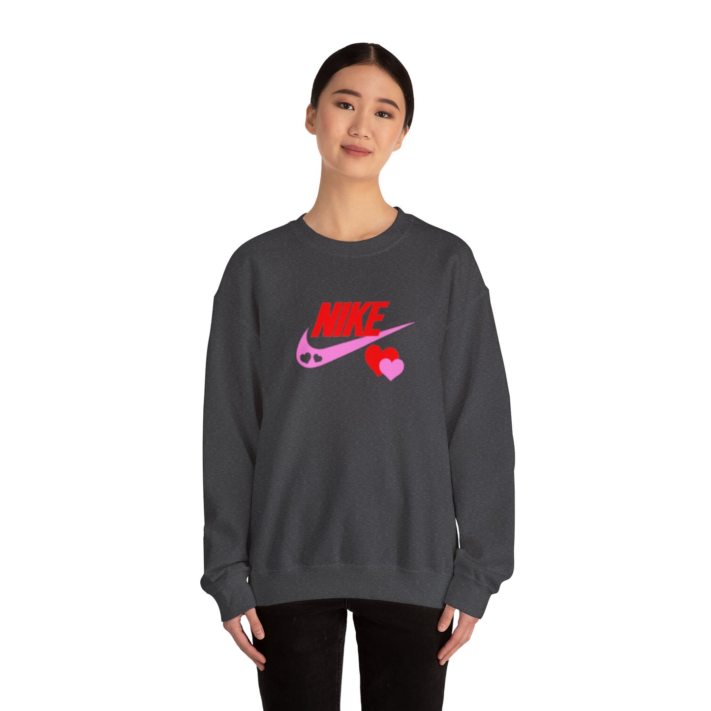 Heart Swoosh Crewneck Sweatshirt — Pink & Red Love Logo