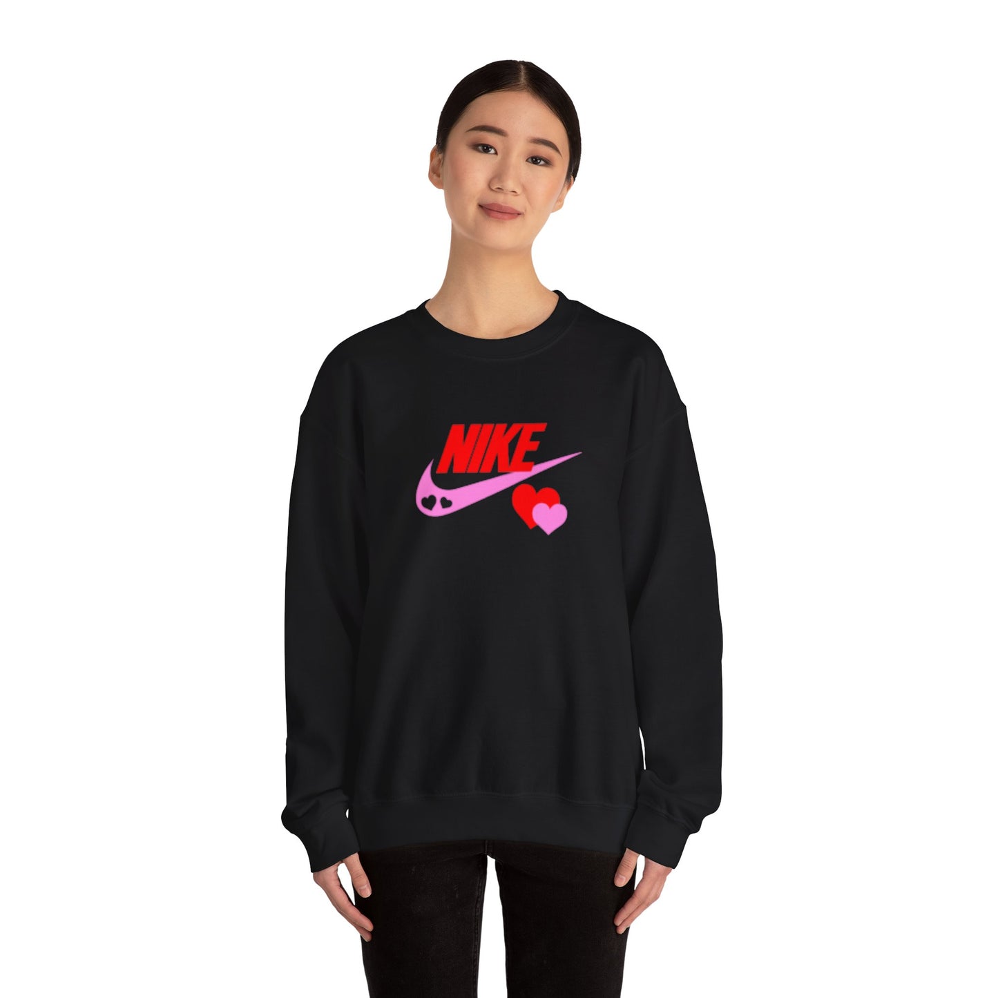 Heart Swoosh Crewneck Sweatshirt — Pink & Red Love Logo
