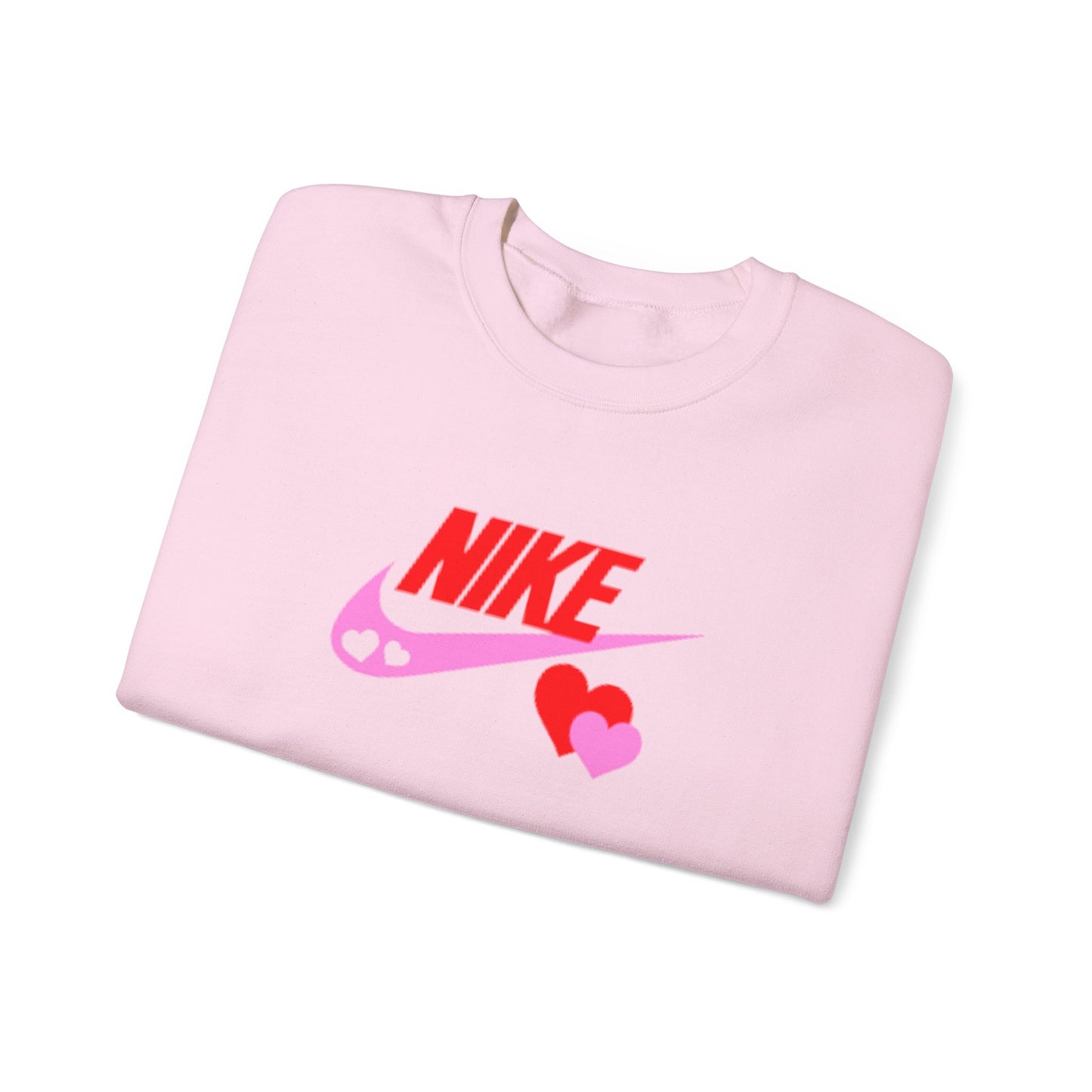 Heart Swoosh Crewneck Sweatshirt — Pink & Red Love Logo