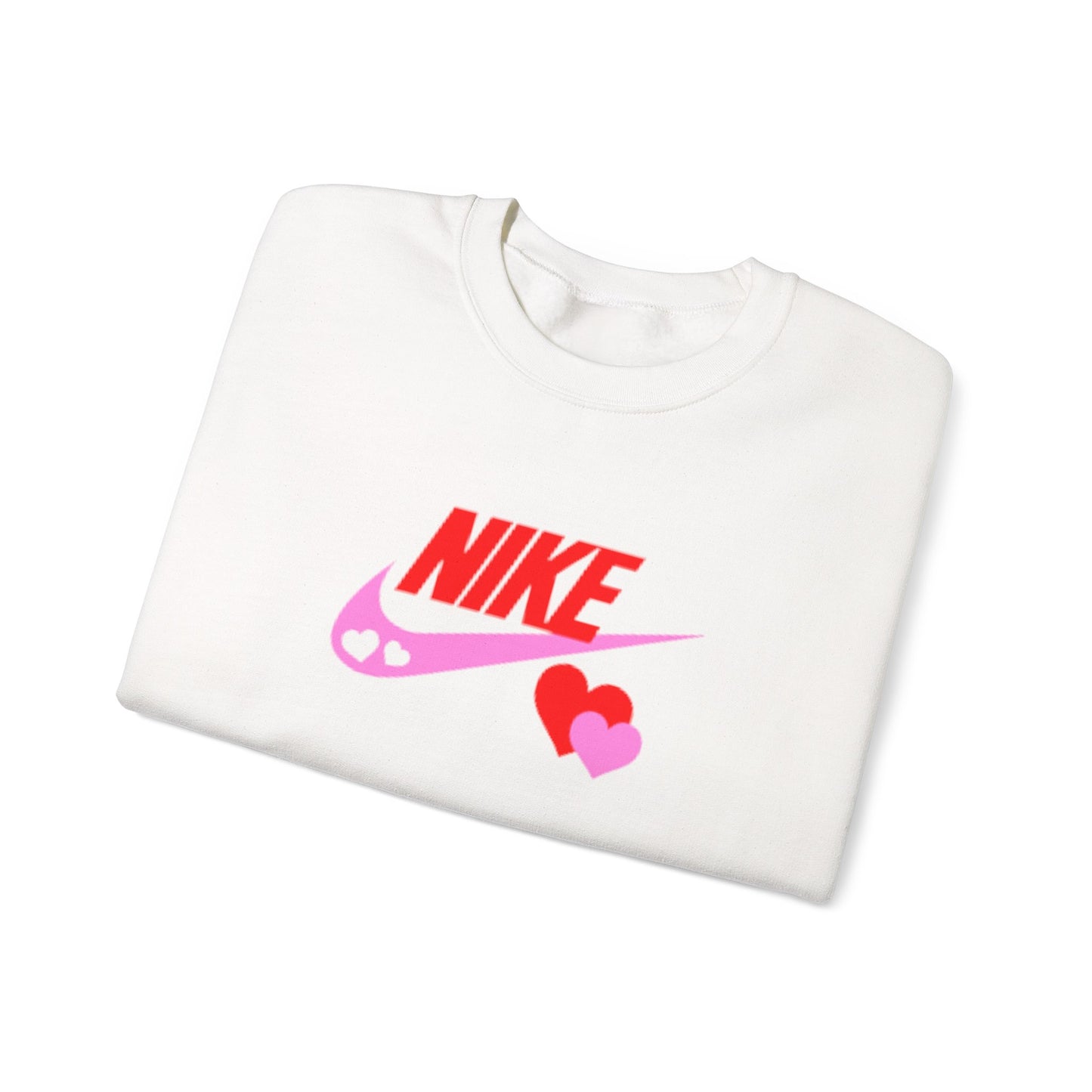 Heart Swoosh Crewneck Sweatshirt — Pink & Red Love Logo
