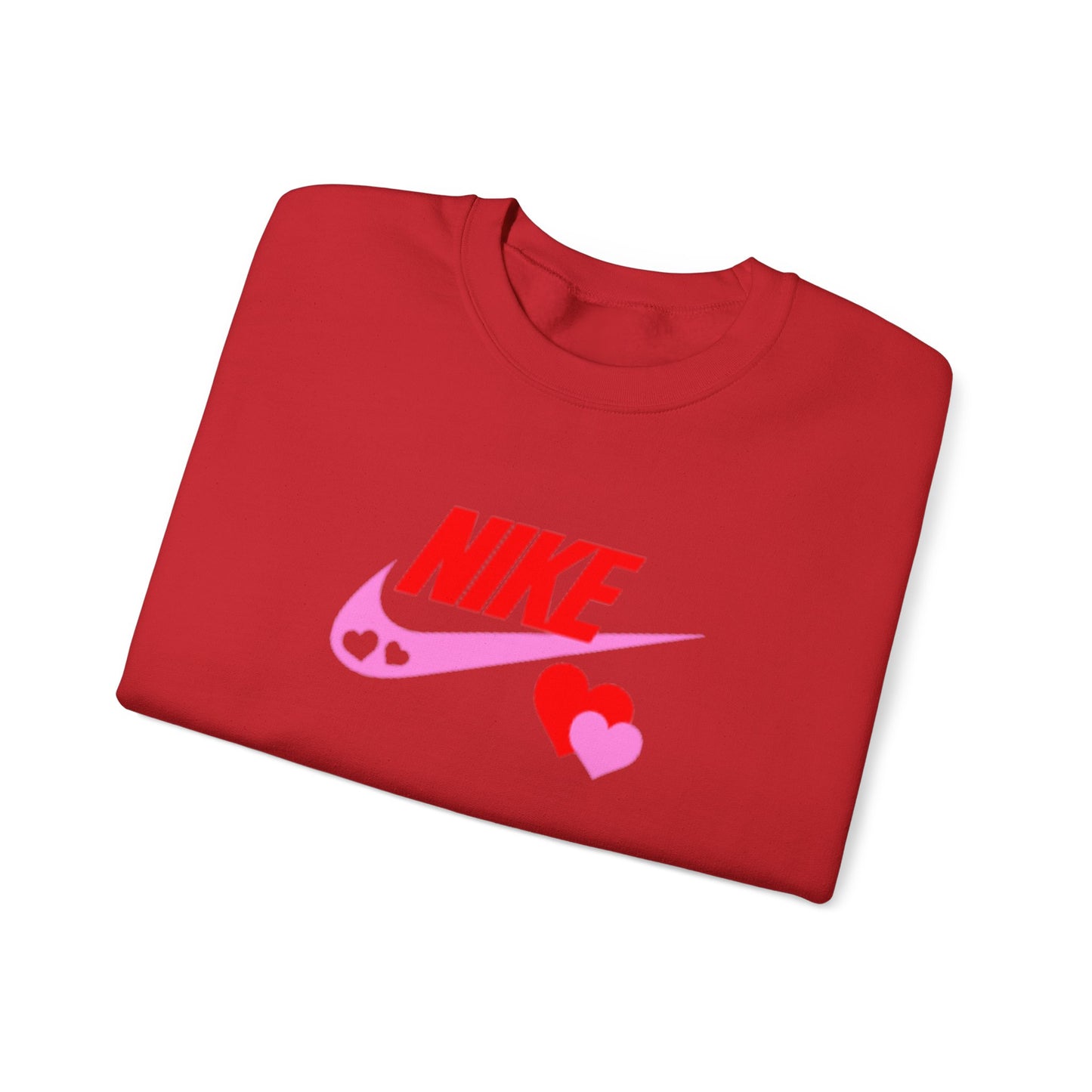 Heart Swoosh Crewneck Sweatshirt — Pink & Red Love Logo
