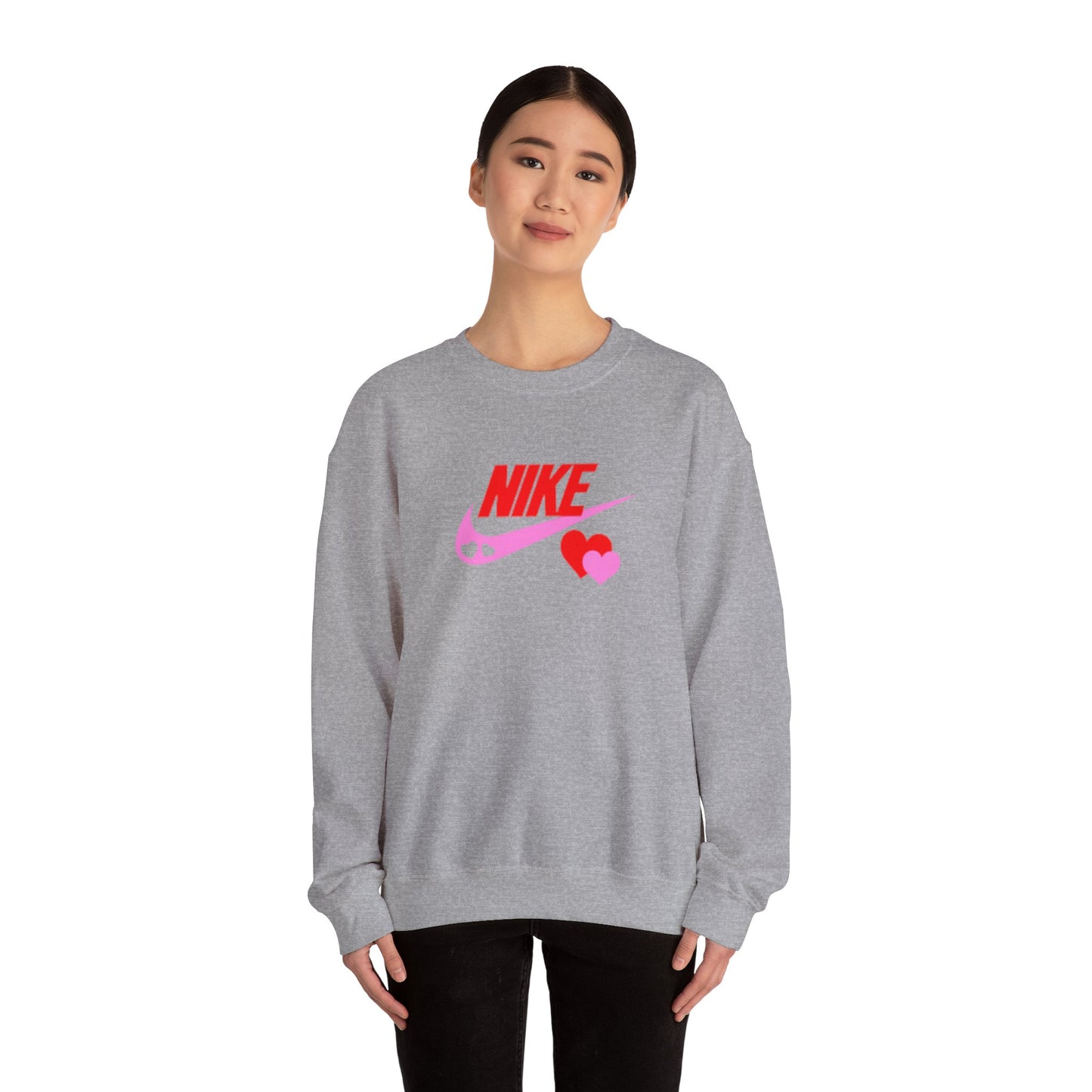 Heart Swoosh Crewneck Sweatshirt — Pink & Red Love Logo
