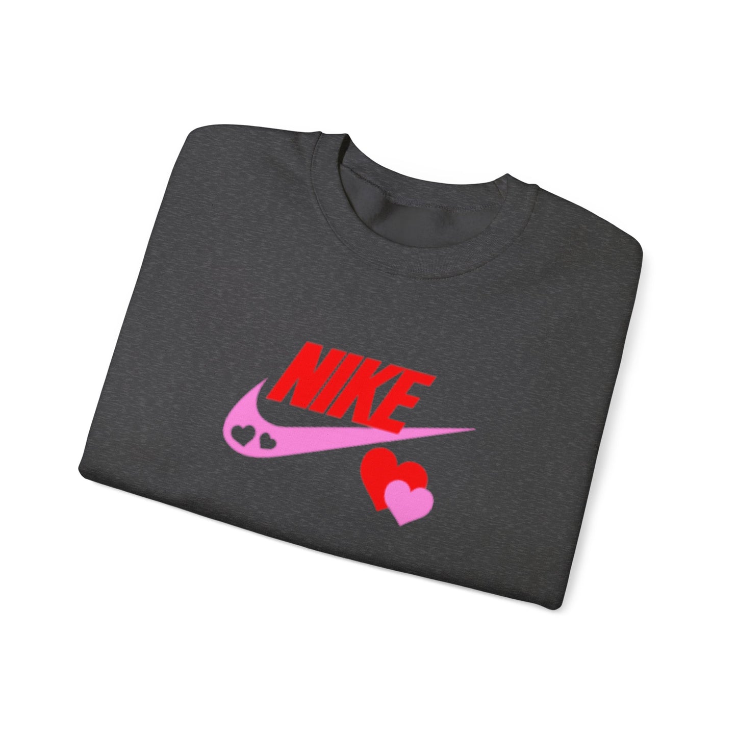Heart Swoosh Crewneck Sweatshirt — Pink & Red Love Logo